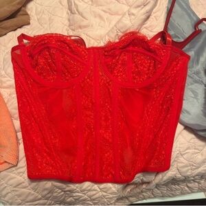 Elegant Red Lace Corset Top